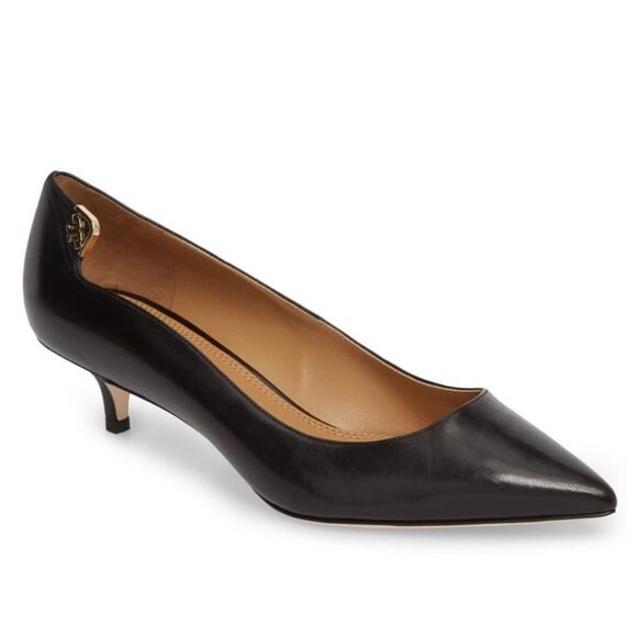 Tory Burch Elizabeth T LOGO Pointed Toe Kitten Heel Pump 10 - Picture 1 of 10